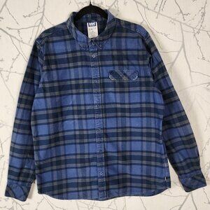 Helly Hansen Blue Plaid 100% Cotton Flannel Shirt